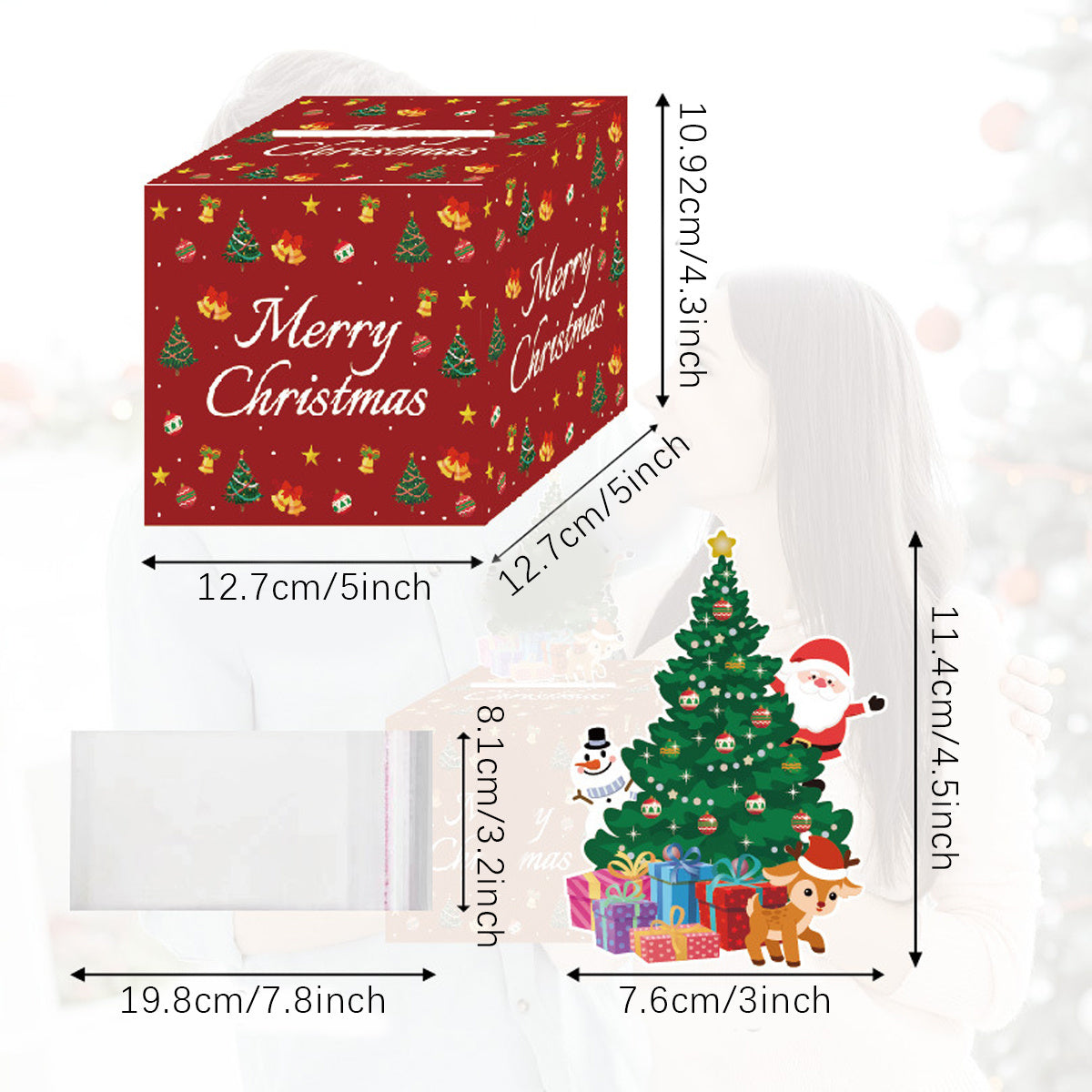 Christmas Money Box For Cash Gift Pull Surprise Money Holder Cash Gift Xmas Money Pull Box With Christmas Tree Card And Transparent Bags For Christmas Birthday New Year Party Supplies