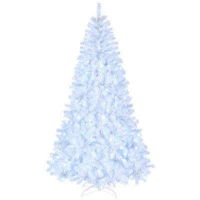 FCH 7ft 1346 Branches Automatic Tree Structure PVC Material 500 Lights Cool Color 8 Modes Christmas Tree White